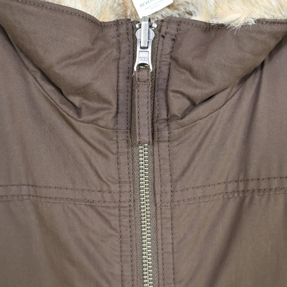 Vintage 2004 Gap‎ Reversible Faux Fur Cotton Vest Large Y2K Gilet Brown